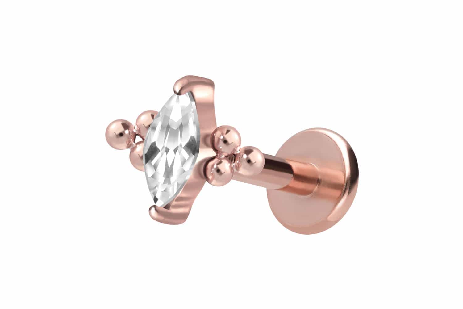 Titan Labret Piercing mit Innengewinde KRISTALLTROPFEN + 6 KUGELN
